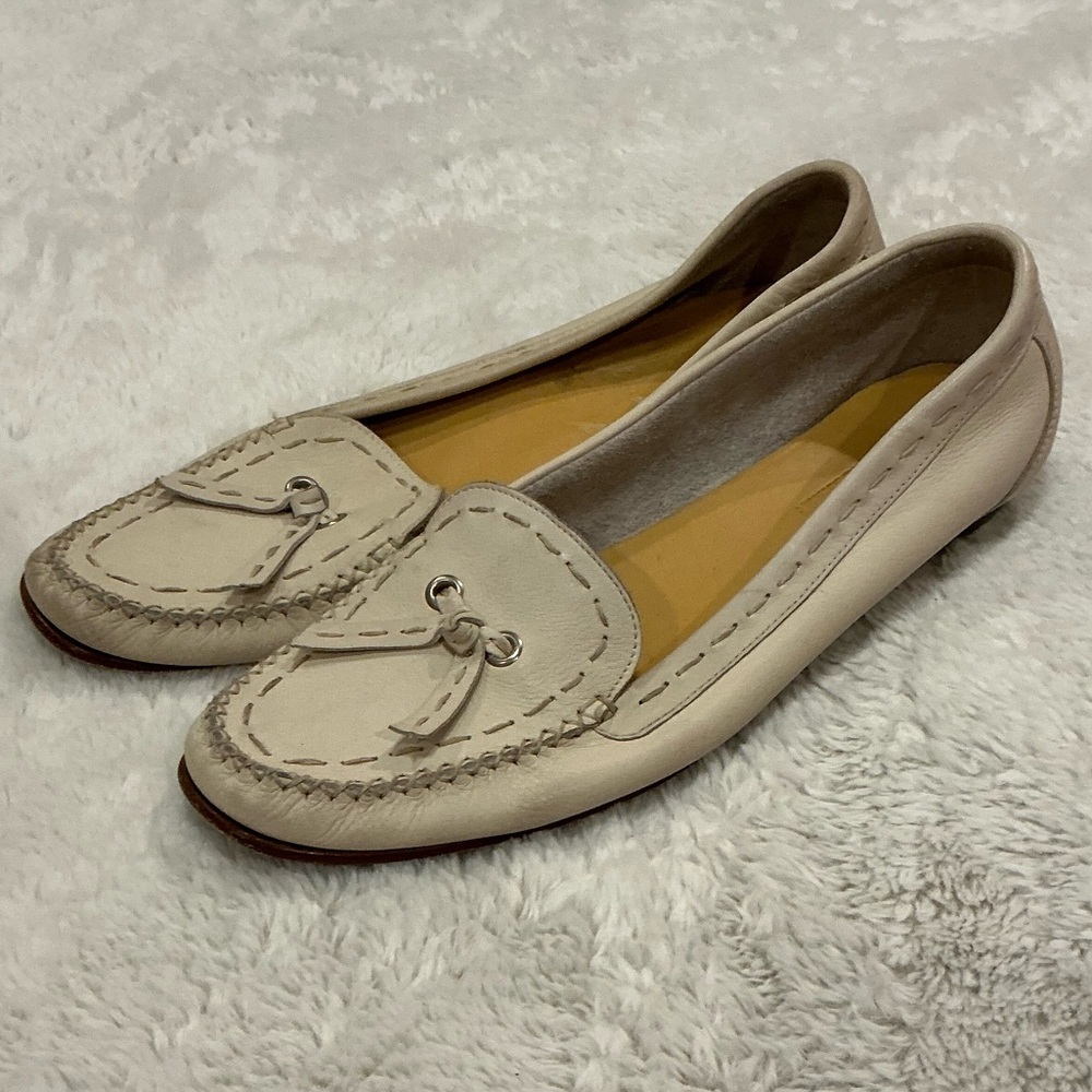 Cole Haan Cream Leather Tassel Loafers 10B - Picture 2 of 6